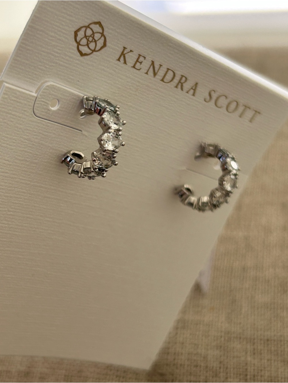 KENDRA SCOTT - Cailin Silver Crystal Band Ring in White Crystal Size 7 Earrings - Picture 7 of 10